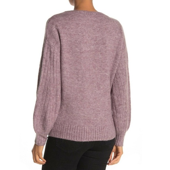 NWT Max Studio Cozy Ribbed Puff Sleeve Sweater M - Picture 2 of 5